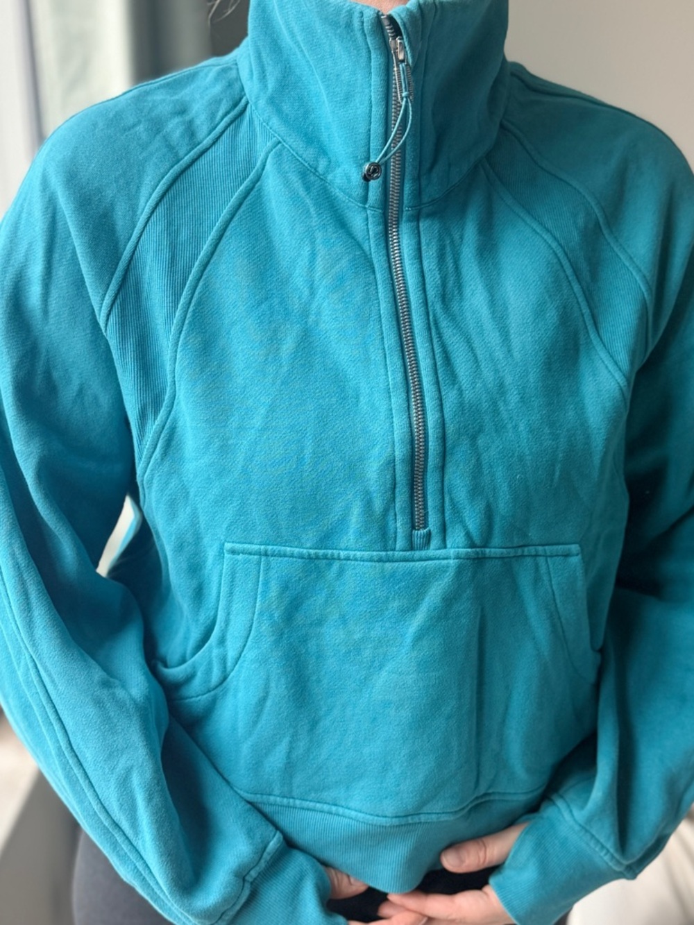 Lululemon Scuba Oversized Funnel Neck Half Zip Teal Blue Pullover